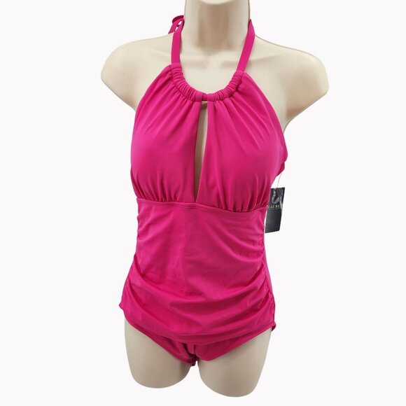 Ralph Lauren Size 10 Womens Pink Halter One Piece Swimsuit NWT $135 - Picture 1 of 11